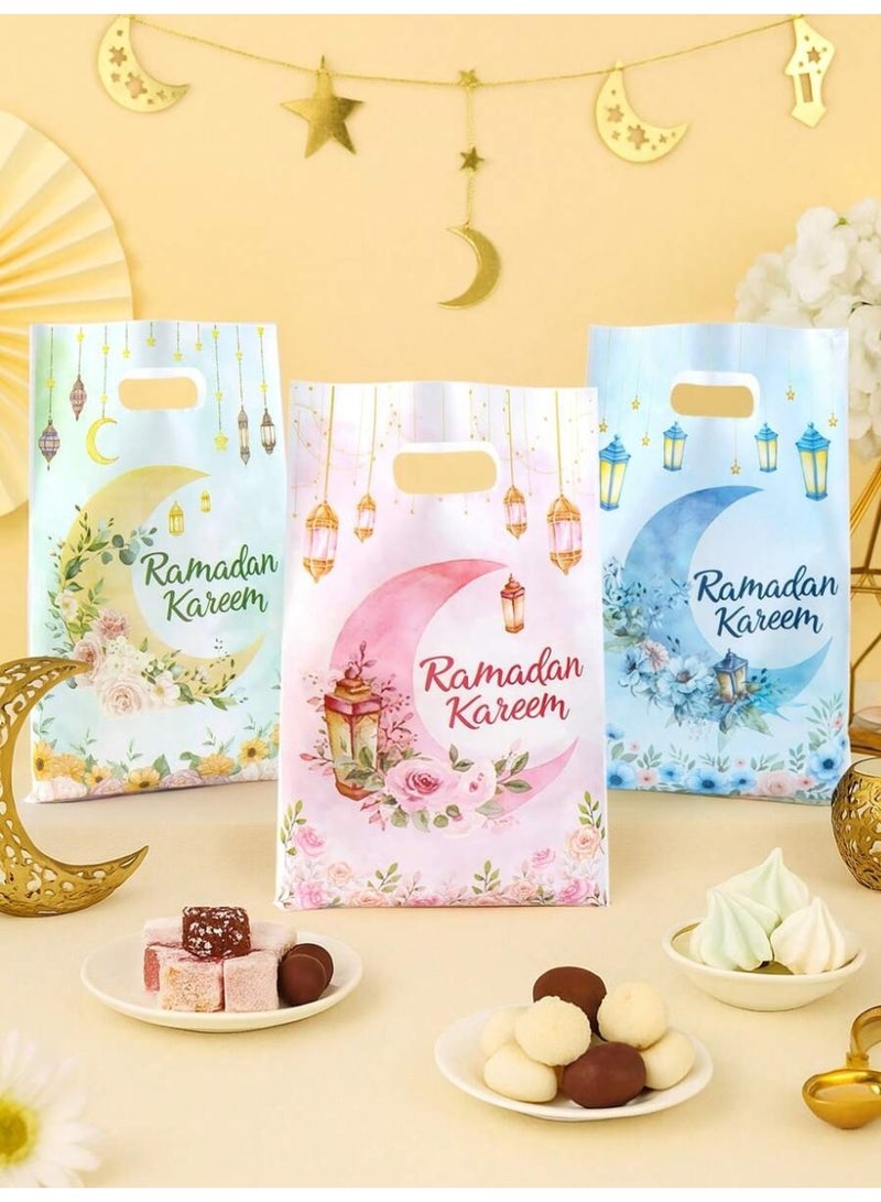 توزيعات رمضان 25 قطعة أكياس هدايا متعددة الألوان بتصميم هلال وعبارة رمضان كريم، مناسبة لتقديم الحلوى وزينة حفلات رمضان والعيد - Image 4